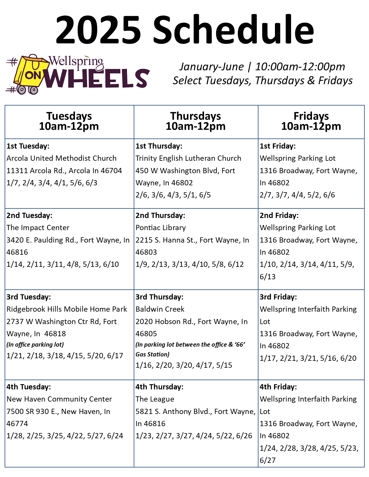 Flyer of Wellspring on Wheels