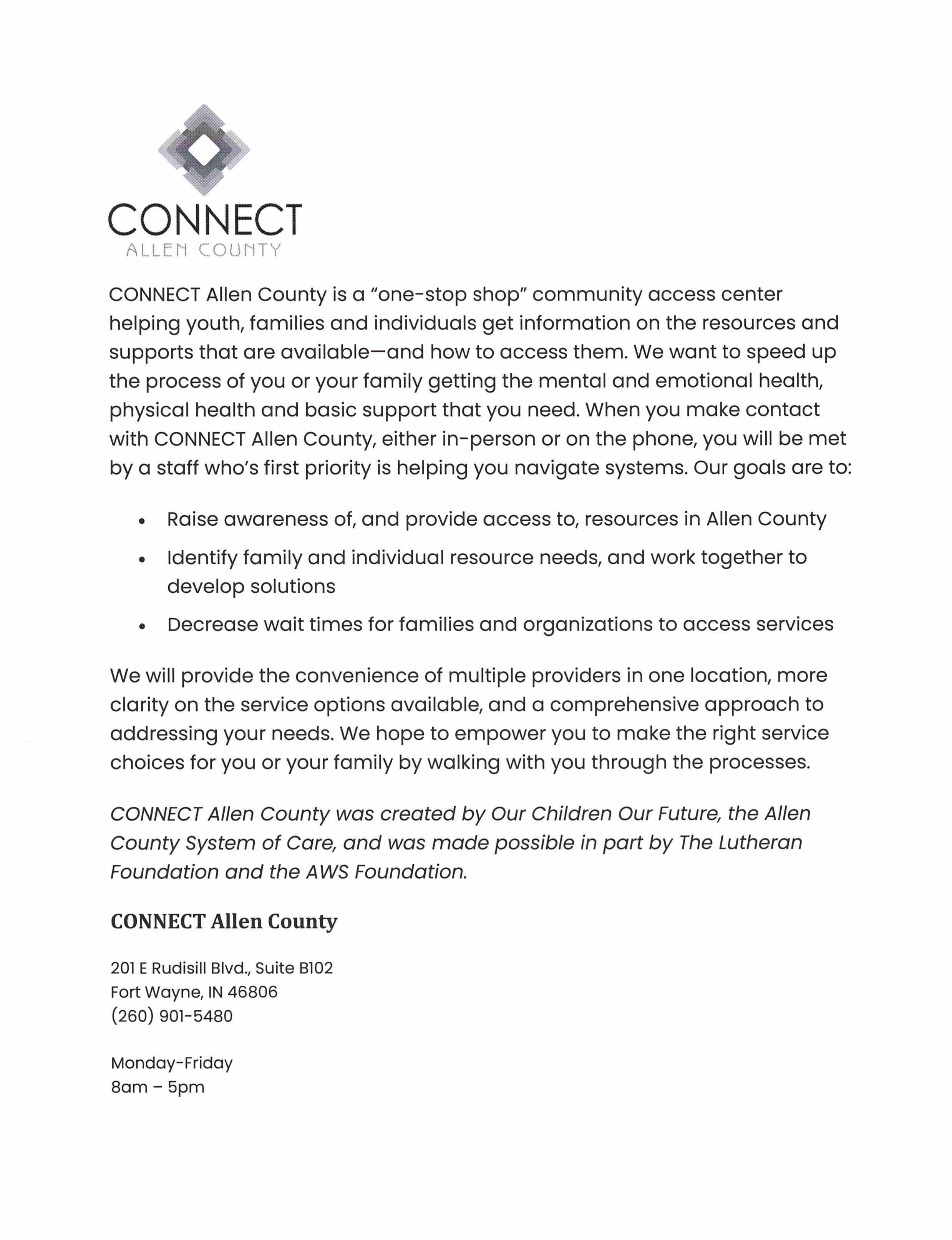 Flyer of Connect Allen County
